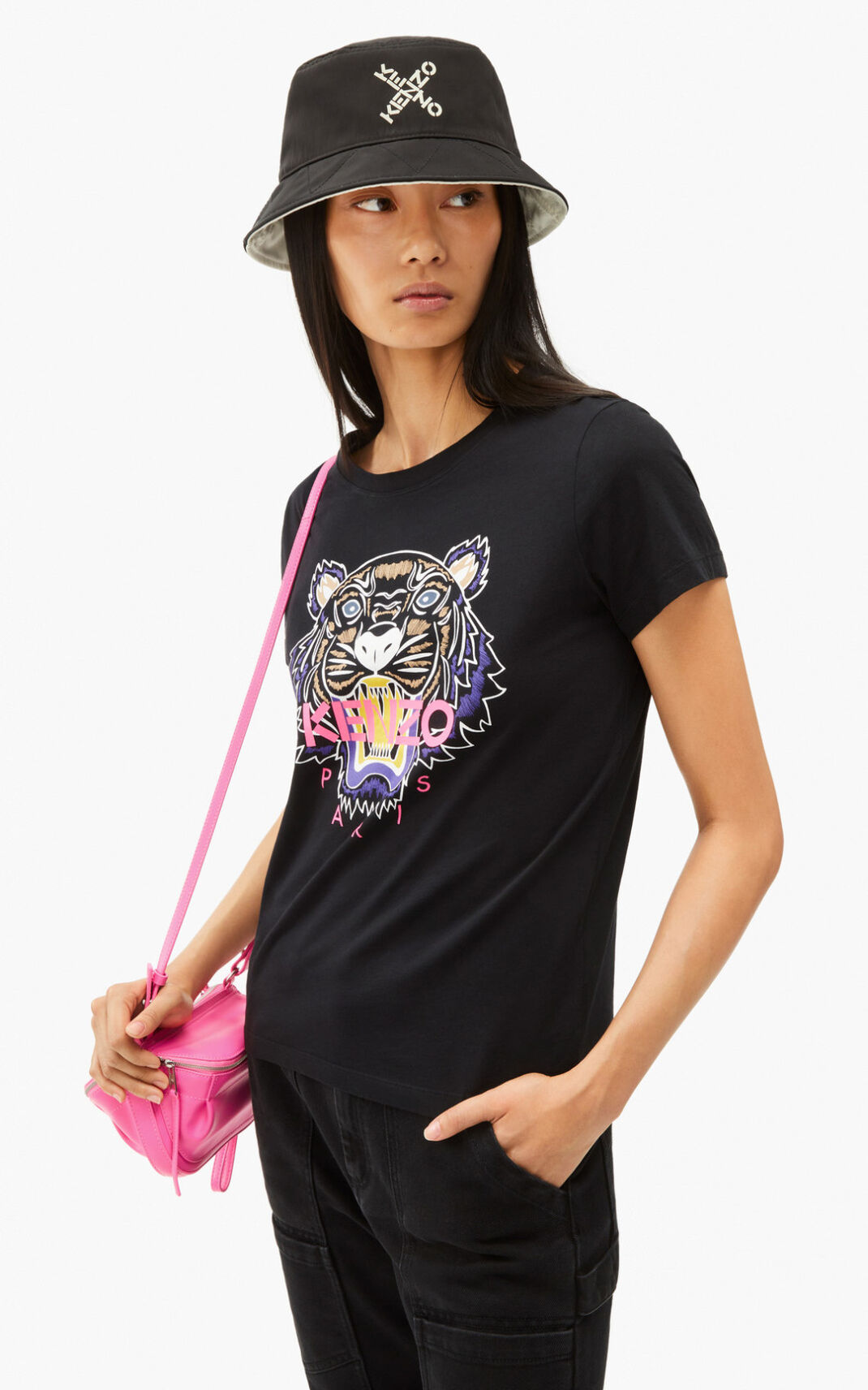 Kenzo Tiger Tişört Bayan Siyah | 9386-POWEY